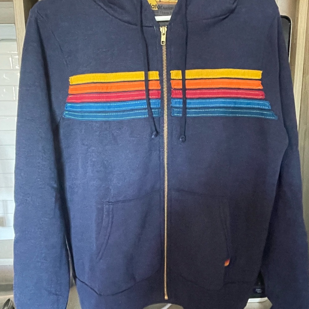Aviator Nation Small 5 STRIPE HOODIE - NAVY: Never worn